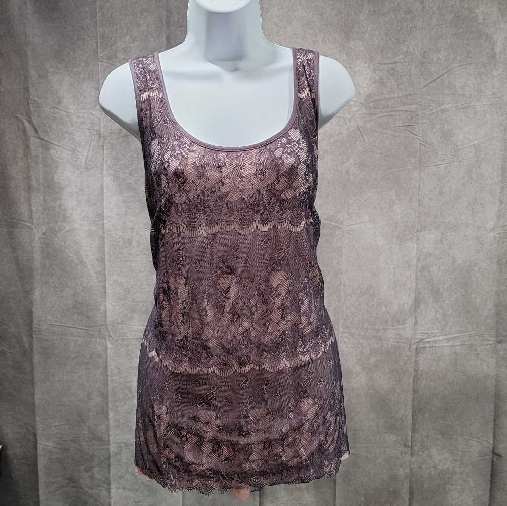 Mauve/Charcoal Lace Tank